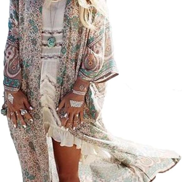 Womens Bikini Cover Ups Beach Casual Dress Coverup Swimsuits Long Cardigan Butto - Picture 1 of 3